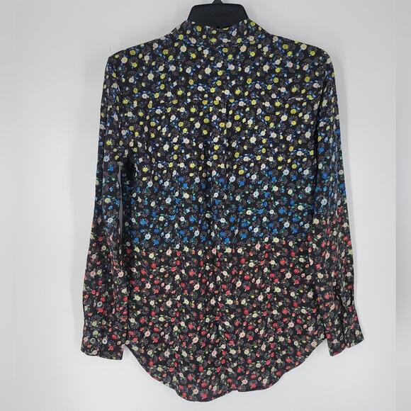 Equipment Black Multi Spectrum Floral Print Slim Signature Blouse XS - Picture 8 of 12